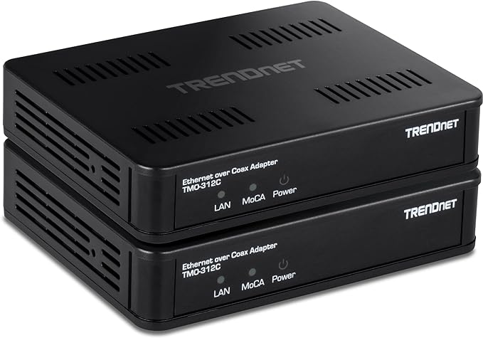 TRENDnet Ethernet Over Coax MoCa 2.5 Adapter, TMO-312C2K, Backward Compatible by TRENDnet