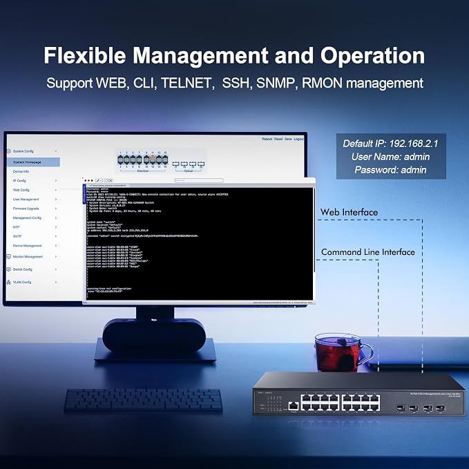 Binardat 20 Port 2.5G Web Managed Switch, 16x2.5G Ethernet, 4x10 Gigabit SFP - Image 7