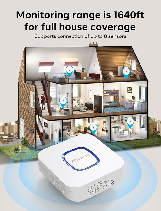 MAXCIO Wi-Fi Water Leak Detector 4 Pack, Smart Water Wireless Sensor - Image 3