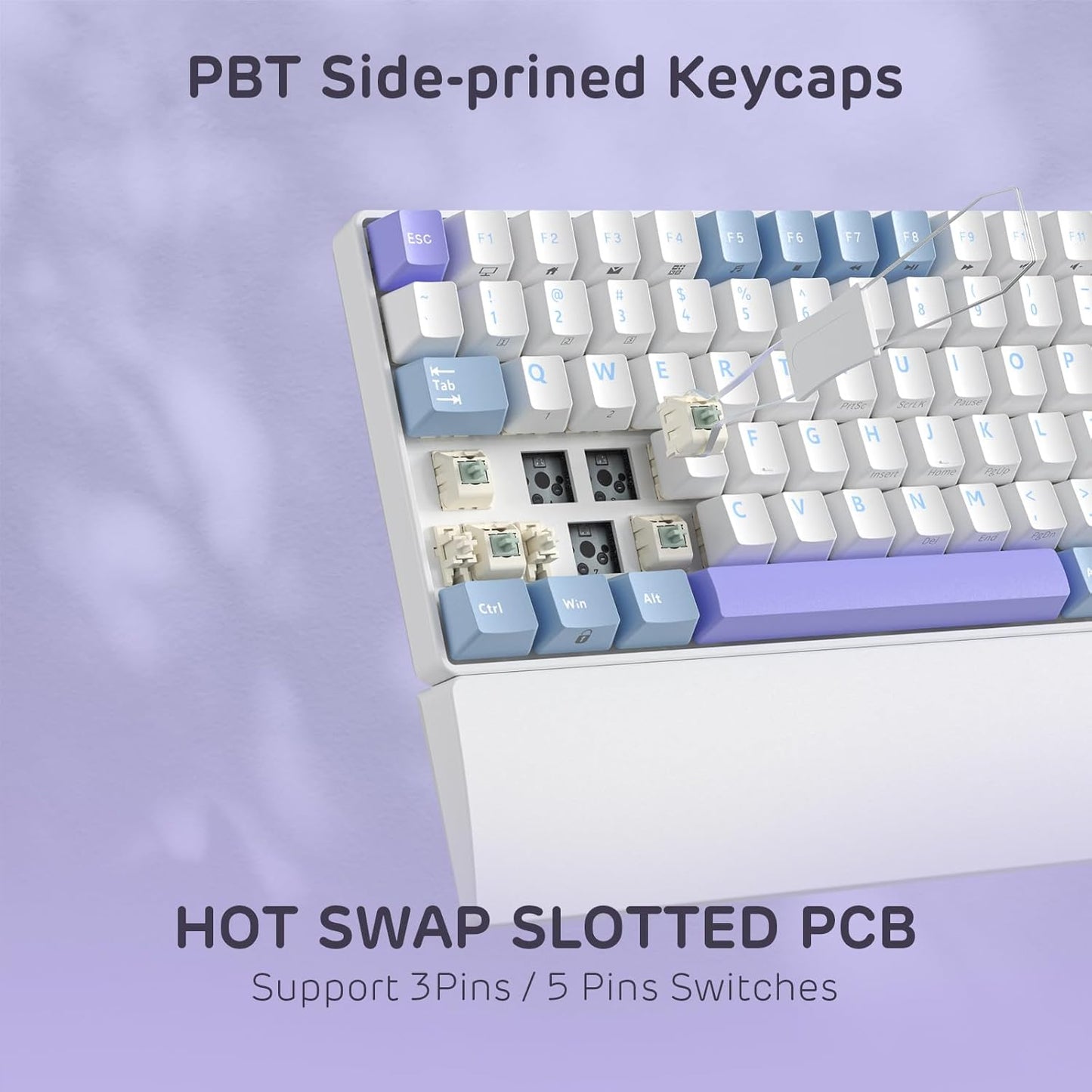 RK ROYAL KLUDGE RK96 RGB Limited Ed, 90% 96 Keys Wireless 3-Mode BT5.0/2.4G/USB-C Hot Swappable Mechanical Keyboard w/Wrist Rest, Volume Control, Software, Massive Battery, RK Pale Green Switch
