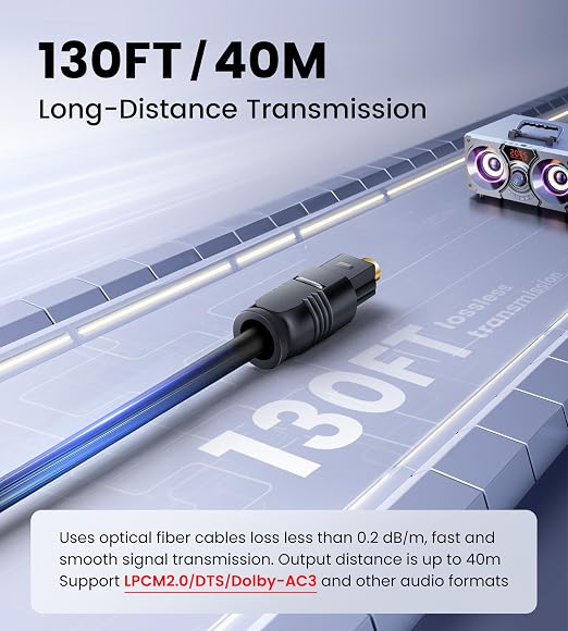 NEWCARE Digital Optical Splitter 1 in 2 Out, SPDIF Toslink Optical Audio Cable - Image 4