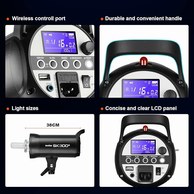 Godox 2X SK300II Studio Flash Strobe Kit:2.4G 600Ws Speedlite Flash Monolight - Image 5