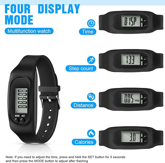 Silicone Fitness Tracker Watch 3 Pcs Walking Running Pedometer Calorie Burning - Image 4