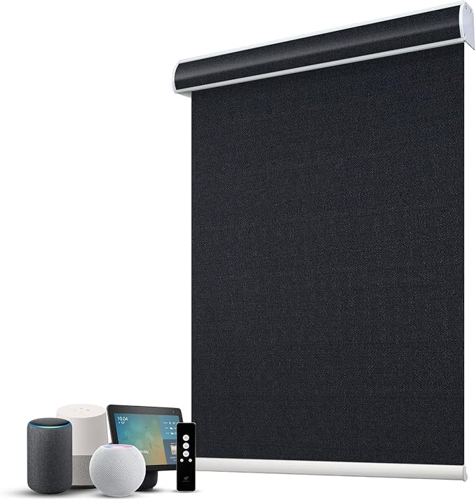 SmartWings Motorized 100% Blackout Shades Blinds, Custom Size, Cordless Window by SmartWings