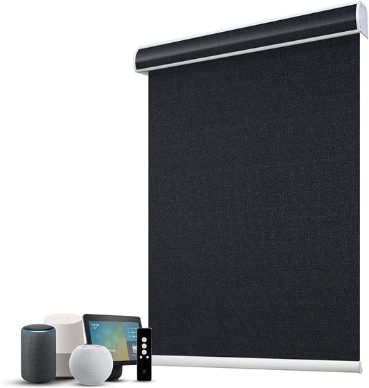 SmartWings Motorized 100% Blackout Shades Blinds, Custom Size, Cordless Window by SmartWings