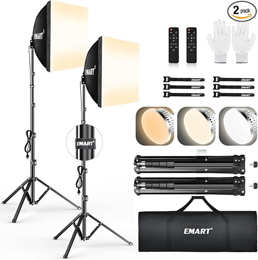 EMART Softbox Lighting Kit, 3000K-6000K 85W LED Bulbs by EMART