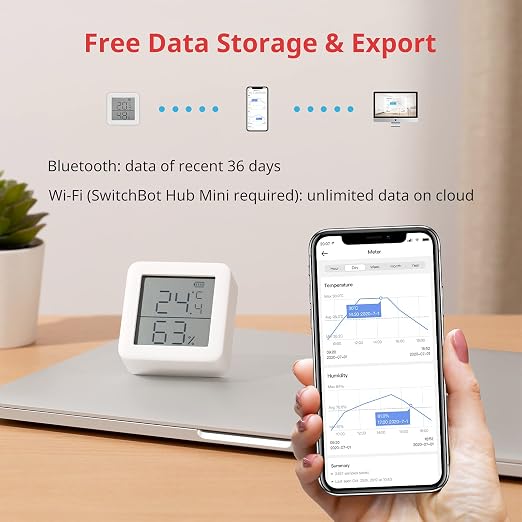 SwitchBot Smart Hygrometer Thermometer, Hygrometer Indoor Humidity Meter - Image 3