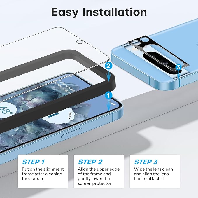 OMOTON for Pixel 8 Pro Screen Protector, 3 Pack for Pixel 8 Pro Tempered Glass - Image 4