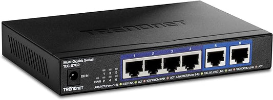 TRENDnet 6-Port 10G Switch, 4 x 2.5G RJ-45 Base-T Ports, 2 x 10G RJ-45 Ports by TRENDnet