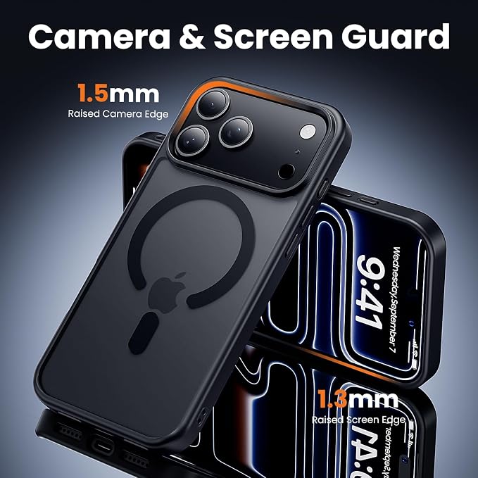 toushion 3 in 1 for iPhone 17 Pro Case Matte Black, Fits MagSafe, Screen - Image 5