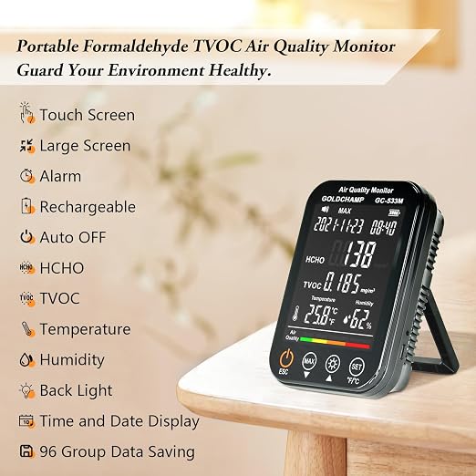 4in1 Air Quality Monitor Indoor Formaldehyde Detector Test HCHO/TVOC/Temp - Image 2