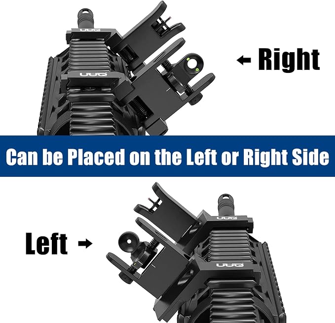 UUQ 45 Degree Offset Fiber Optic Iron Sights, Flip Up Front Rear Sites - Image 3