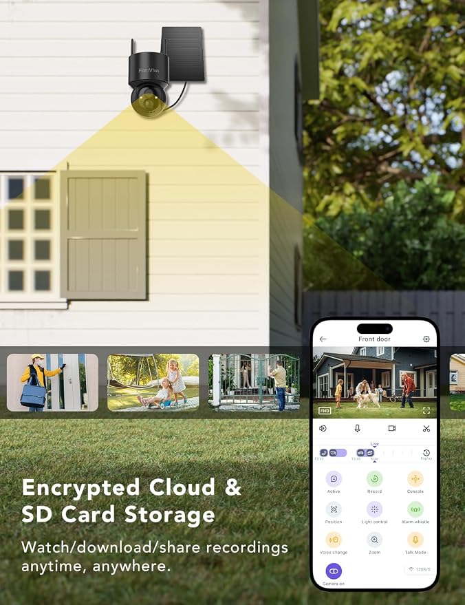2K Solar Security Cameras Wireless Outdoor, 360°PTZ Battery Powered Cameras - Image 5