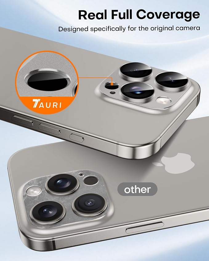 TAURI 2 Pack for iPhone 16 Pro Max/16 Pro Camera Lens Protector, Full Coverage - Image 5