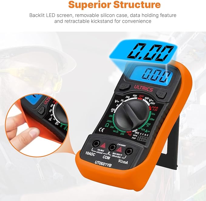 Digital Multimeter Tester by ULTRICS, Data Hold and Test Leads - Image 5