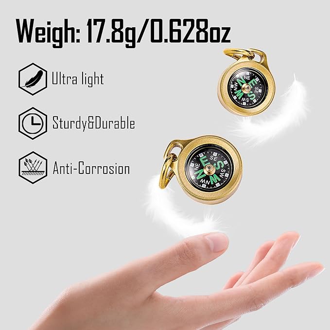 MecArmy Mini Titanium/Brass Compass, Waterproof IPX5 Pocket Compass - Image 4