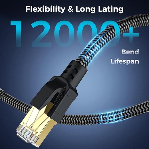 Cat 8 Ethernet Cable 30FT, High-Speed Braided Internet Cable Network Cord - Image 6