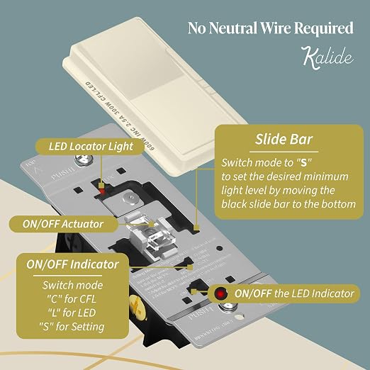 TOPGREENER Kalide Dimmer Light Switch, LED Dimmer Switch, Full Range Dimming - Image 4
