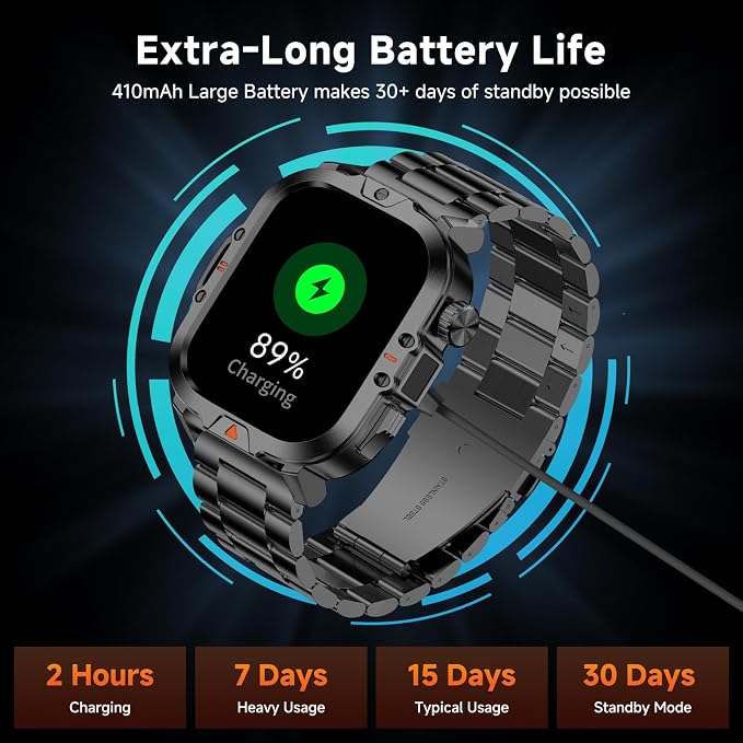 Smart Watch for Men Military Answer/Make Call 2.01″ Display 170+ Sports Modes - Image 4