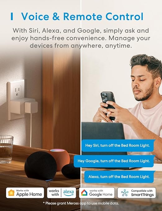 meross Smart Plug Mini, 15A & Reliable Wi-Fi, Support Apple HomeKit, Google - Image 4