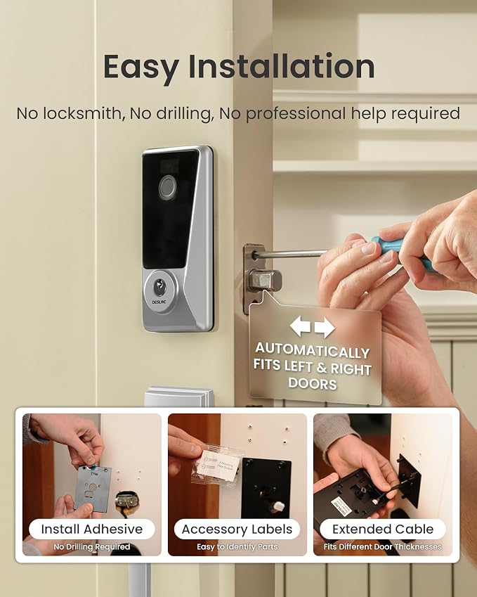 DESLOC Smart Lock D110 Plus, WiFi Fingerprint Smart Front Door Lock - Image 7