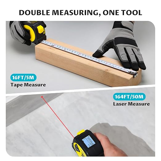 Lichamp Laser Tape Measure, 164ft Class II Laser Distance Meter and 16ft Manual - Image 3