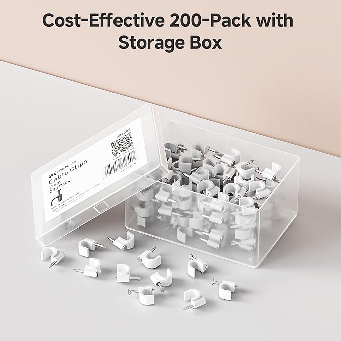 Cable Matters 200-Pack Nail-in Cable Clips Cord Organizer, 7mm / 0.27 inches - Image 7