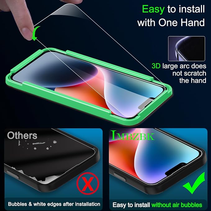 IMBZBK 3 Pack Screen Protector for iPhone 14 Tempered Glass - Image 5