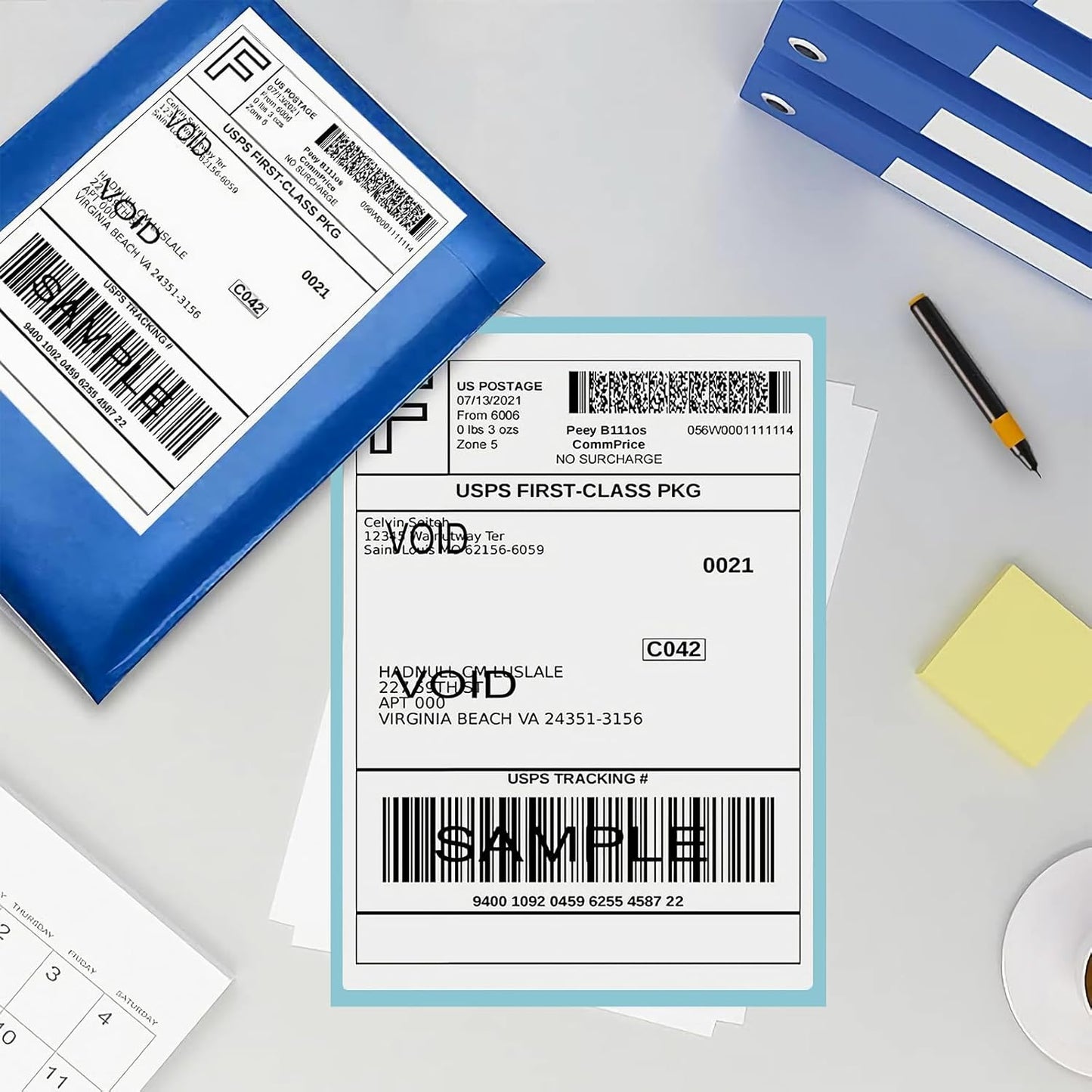 Thermal Labels 4x6 Roll - 500 Labels, Industrial Labels Direct Thermal Perforated Postage Shipping Label for Rollo, Zebra, MUNBYN and Polono Thermal Printer (NOT for DYMO)