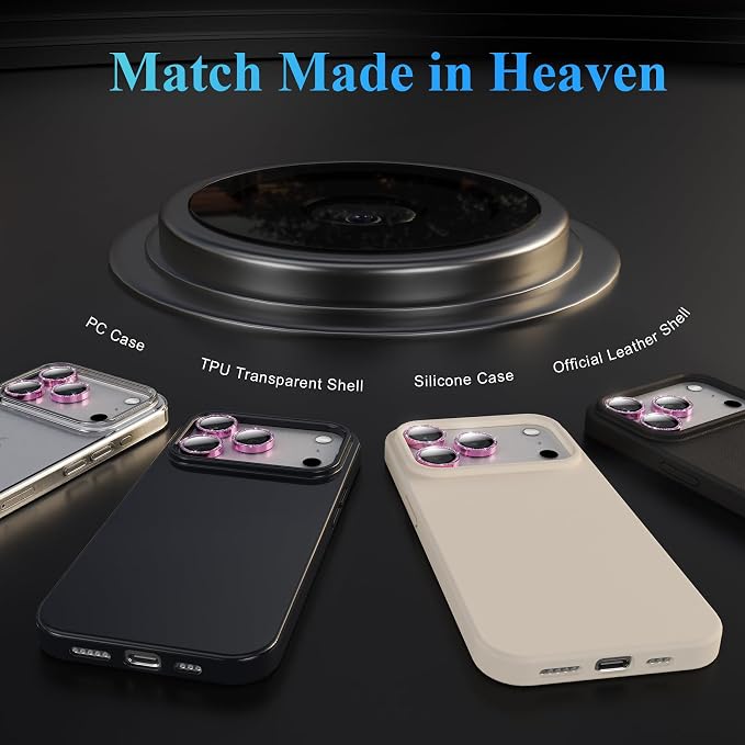 YWXTW Camera Lens Protector for iPhone 17 Pro/iPhone 17 Pro Max, Tempered Glass - Image 5