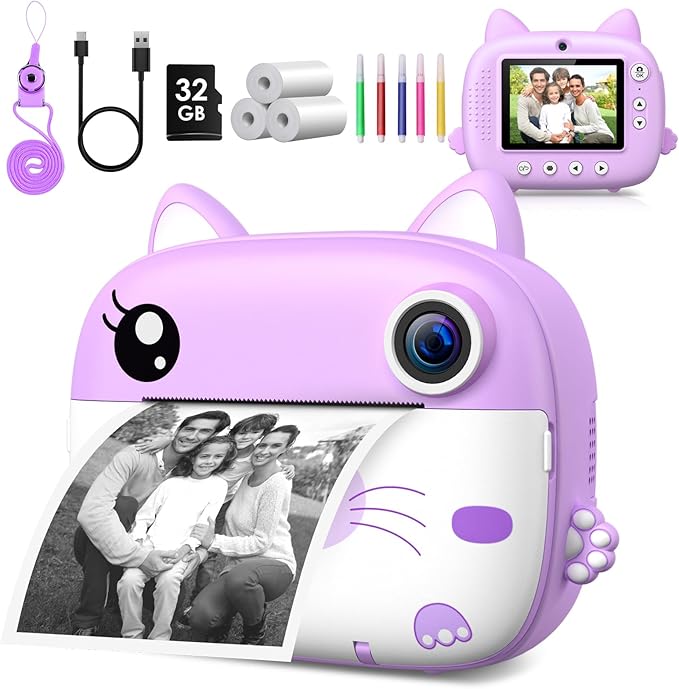 Kids Camera Instant Print, 3.0" HD Screen Kids Instant Cameras, Christmas by GREENKINDERKidsCamera