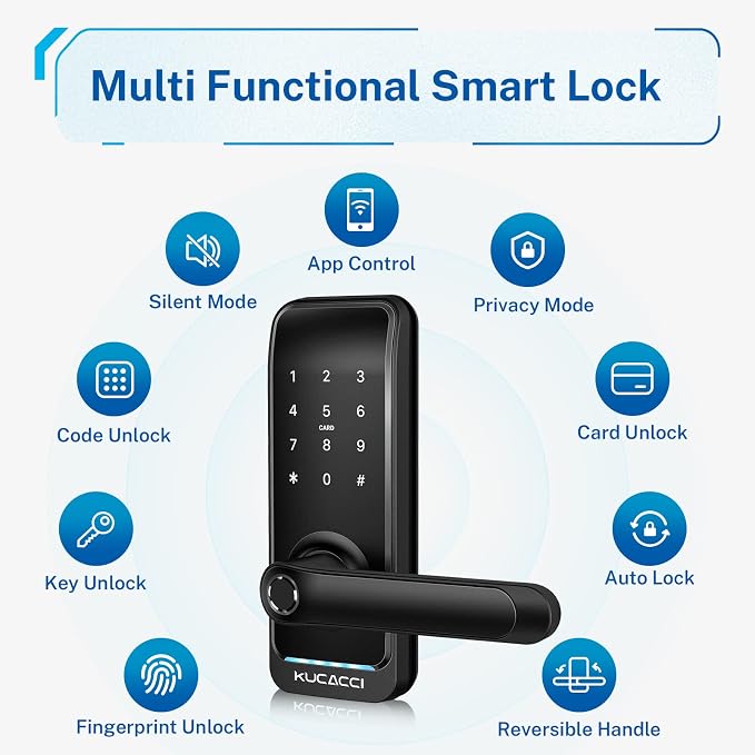 Smart Door Lock with Handle: Kucacci Keyless Entry Digital Door Lock - Image 2