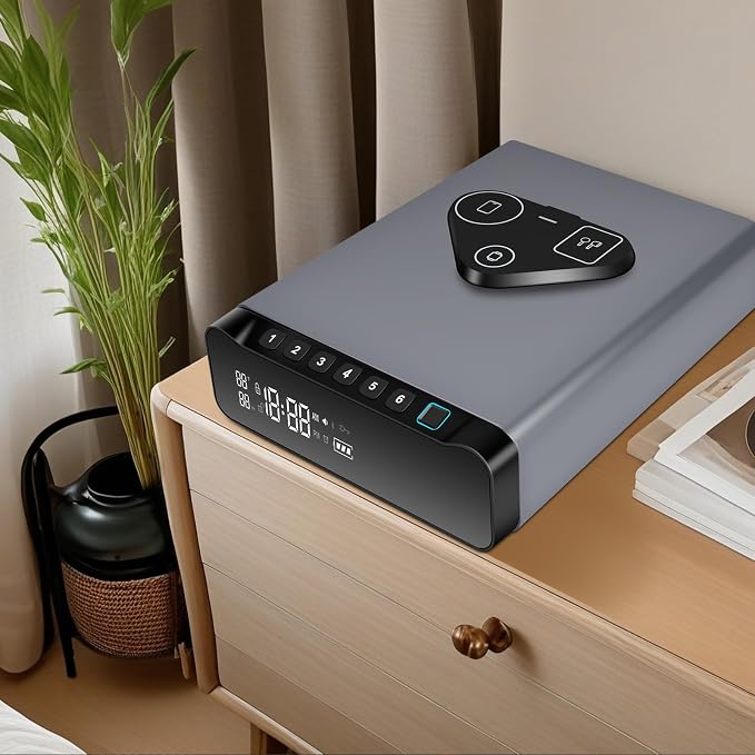 FTOP Biometric Fingerprint Gun Safe, Clock Handgun Safe - Image 6
