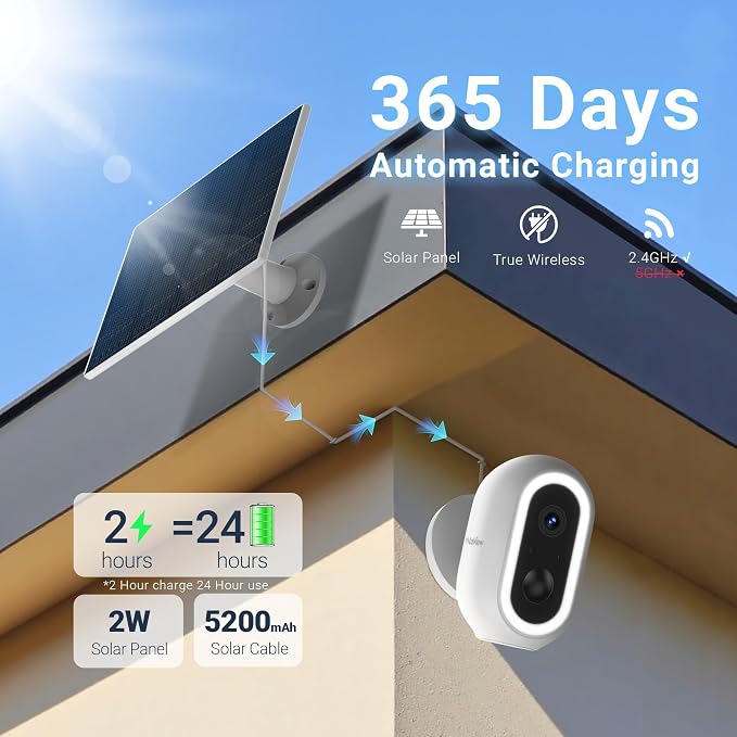 Laview 2K Solar Security Cameras Wireless Outdoor, Rechargeable Battery Wifi - Image 2