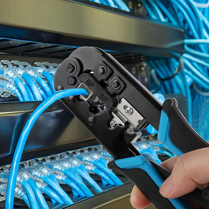 RJ45 Crimp Tool for Cat5 Cat5e Cat6, 8P/RJ-45 Crimp, Cut and Strip RJ45 - Image 2