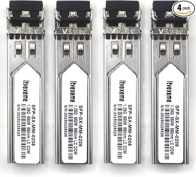 4 Pack 1.25G Multimode SFP LC Module, 1000Base-SX Gigabit Fiber Transceiver by Unknown