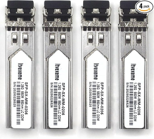 4 Pack 1.25G Multimode SFP LC Module, 1000Base-SX Gigabit Fiber Transceiver by Unknown