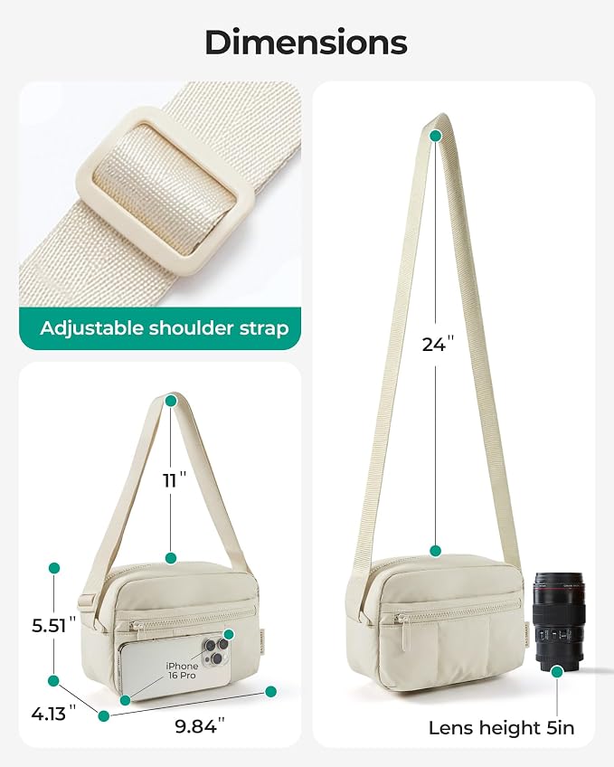 BAGSMART 2 in 1 Puffy Camera Sling Bag Small Camera Shoulder Bag - Image 3