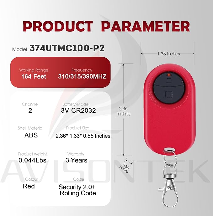 LiftMaster 374UT Chamberlain MC100-P2 Universal Garage Door Opener Remote - Image 7