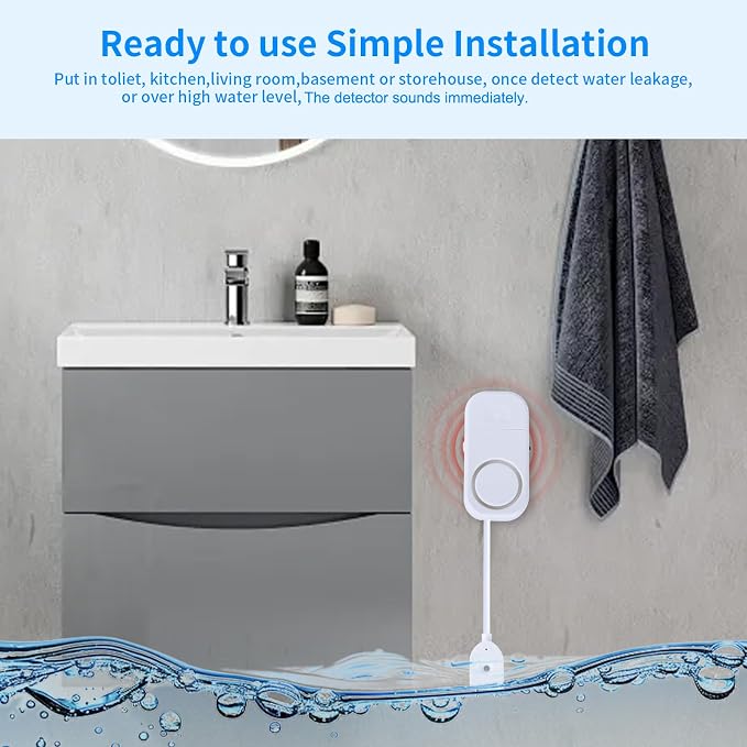 Smart Water Leak Detector, 120dB Adjustable Alarm Suit - Image 5