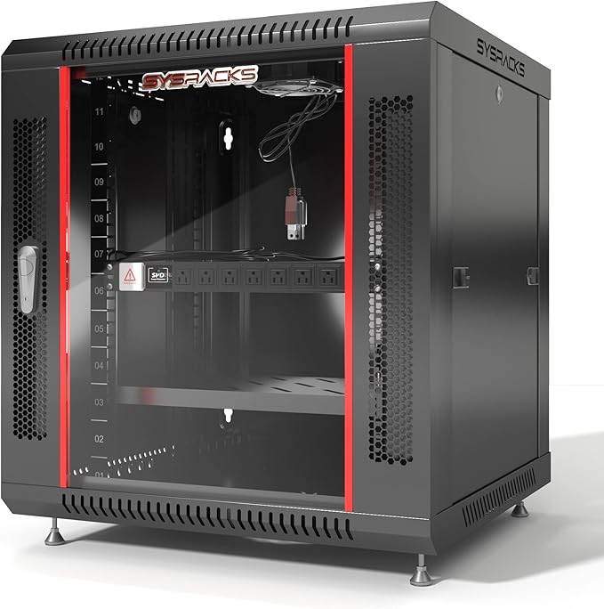 12U Wall Mount Server Rack Cabinet 24” Deep, 19” Network & AV Enclosure by SYSRACKS