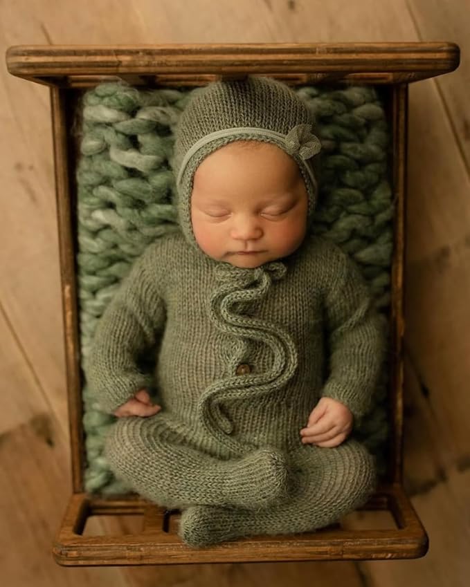 Newborn Photography Props Bed Prop Brown – Rustic Mini Wooden Bed - Image 8