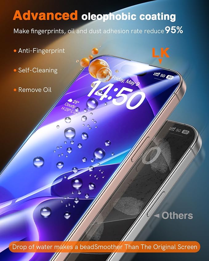 LK 3 Pack for iPhone 15 Pro Max Screen Protector Tempered Glass Military Grade - Image 4