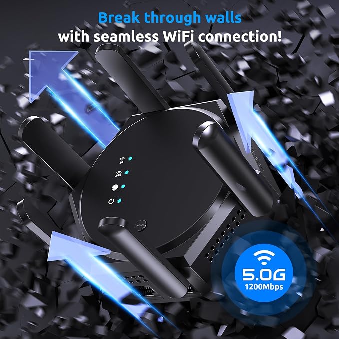 12880 Sq.Ft WiFi Extender Signal Booster, 1200Mbps Dual Band 5GHz/2.4GHz WiFi - Image 6