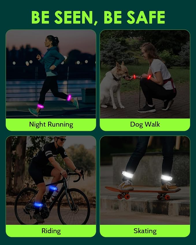 Fitense Rechargeable LED Armband 2-Pack, High Visibility Running Gear - Image 7