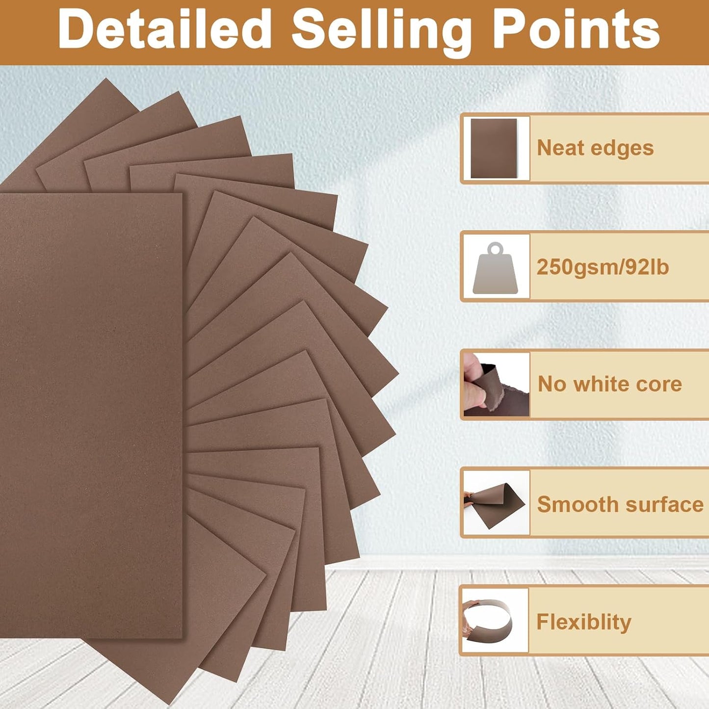120 Sheets Coffee Color Cardstock 8.5 x 11 Printer Paper, 92lb Dark Brown Card stock for DIY Cards Making, Crafting, Thank You Cards, Invitations, Menus