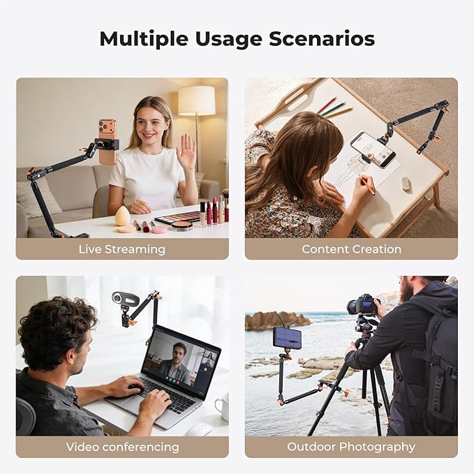K&F CONCEPT 22" Magic Arm, Overhead Desk Camera Arm Mount, Long Articulating - Image 2