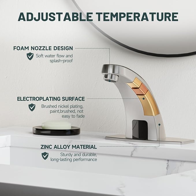 Touchless Bathroom Sink Faucets, Brushed Nickel - Image 4