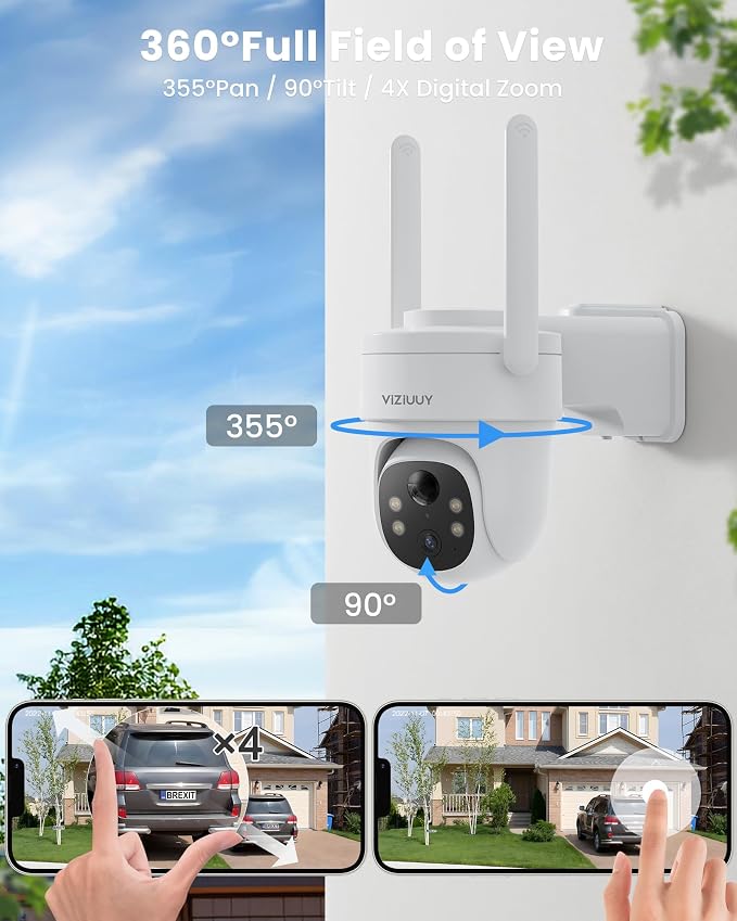 VIZIUUY Solar Security Cameras Wireless Outdoor 4 Pack, 3MP Security Cameras - Image 9