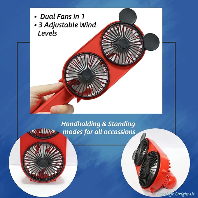 Cute Personal Mini Fan, Handheld & Portable USB Rechargeable Fan, 3 Adjustable - Image 3